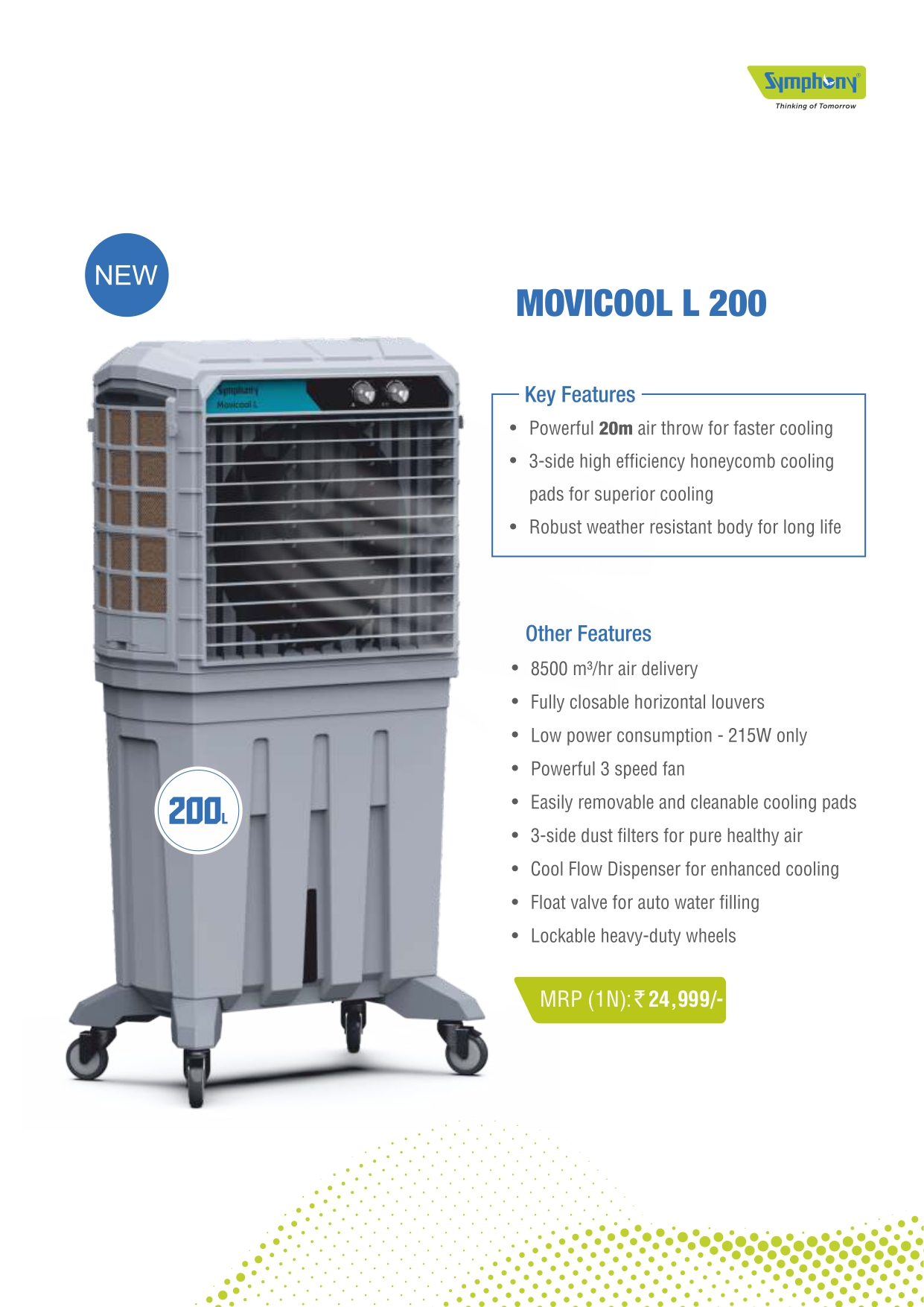 Distributor of Symphony Movicool L200 cooler in Indore